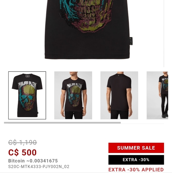 Philipp Plein Men's Limited Edition Rhinestones+ Skull Tees In Size L - Picture 10 of 10